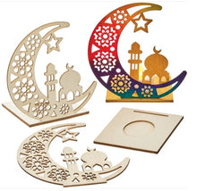 Charger l'image dans la galerie, Porte bougie en bois avec croissant de lune