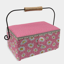 Charger l'image dans la galerie, Boite à couture rose marguerite 25 x 18 x 12 cm