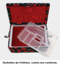 Charger l'image dans la galerie, Boite à couture rose marguerite 25 x 18 x 12 cm