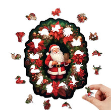 Charger l'image dans la galerie, Puzzle père Noël et couronne de poinsettia
