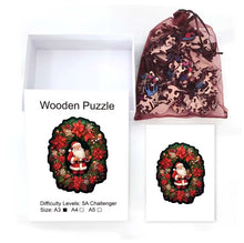 Charger l'image dans la galerie, Puzzle père Noël et couronne de poinsettia