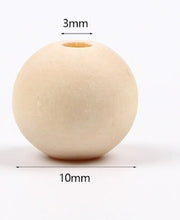 Charger l'image dans la galerie, Perles rondes en bois naturel 10 tailles.