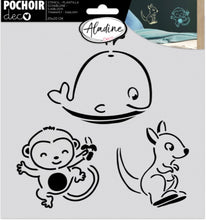 Charger l'image dans la galerie, Pochoir Aladine animaux 20 cm x 20 cm