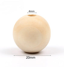 Charger l'image dans la galerie, Perles rondes en bois naturel 10 tailles.
