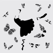 Charger l'image dans la galerie, lot de 2 Pochoirs Aladine superposable danseuse et papillon 30 cm x 30 cm.