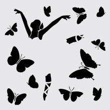 Charger l'image dans la galerie, lot de 2 Pochoirs Aladine superposable danseuse et papillon 30 cm x 30 cm.