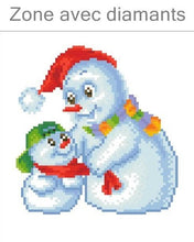 Charger l'image dans la galerie, Kit broderie diamant coussin la famille bonhomme de neige