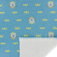 Charger l'image dans la galerie, Tissu molleton sweatshirt lion bleu 100 % coton 83 cm
