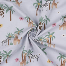 Charger l'image dans la galerie, Tissu sweat imprimé numérique animaux de la jungle beige ou gris 150 cm.