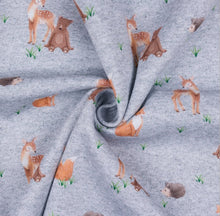 Charger l'image dans la galerie, Tissu sweat imprimé numérique animaux de la forêt 155 cm