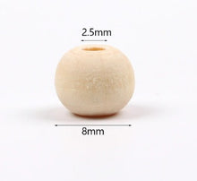 Charger l'image dans la galerie, Perles rondes en bois naturel 10 tailles.