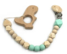 Charger l'image dans la galerie, Attache-Tétine en bois et anneau de dentition 22 cm