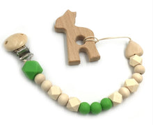 Charger l'image dans la galerie, Attache-Tétine en bois et anneau de dentition 22 cm