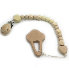 Charger l'image dans la galerie, Attache-Tétine en bois et anneau de dentition 22 cm