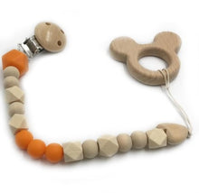 Charger l'image dans la galerie, Attache-Tétine en bois et anneau de dentition 22 cm