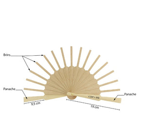 Monture d'éventail en bois + notice 19 ou 23.5 cm