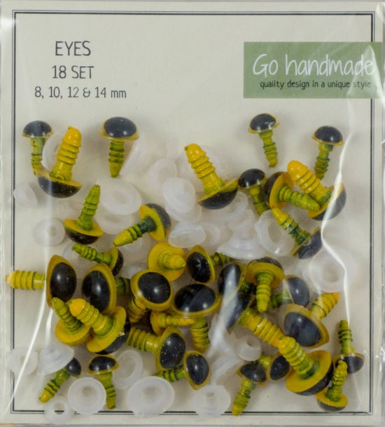 lot 18 paires yeux de sécurité noir bord jaunes de 8 à 14 mm