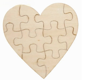 Pièces en bois pour puzzle coeur