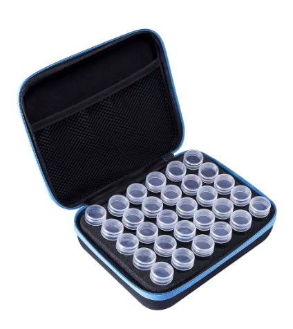 Malette organisatrice avec 30 boites pour broderie diamant bleu ou violet