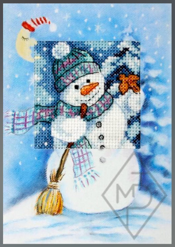 Kit point compté Le bonhomme de neige sous la lune