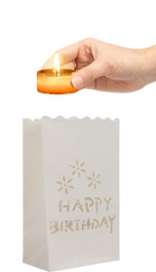 Sac en Papier Blanc ignifugé Happy Birthday