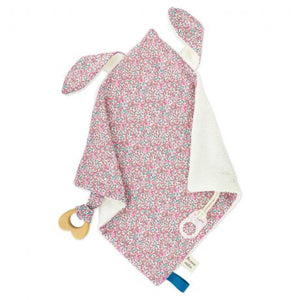 Kit doudou lapinou Liberty/cœur rose et bleu