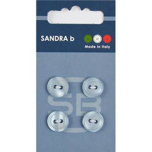 Carte 4 boutons ronds polyester Sudan bleu clair 2 trous 12.5 mm