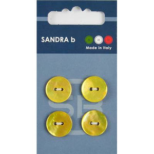 Carte boutons ronds jaunes nacres avec 4 trous 15 mm