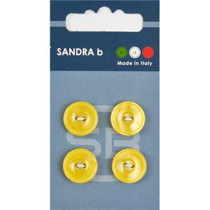 Carte boutons ronds jaunes plastiques avec 4 trous 15 mm