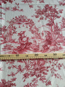 Coupon toile de Jouy 100% coton 55 cm X 60 cm.