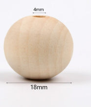 Charger l&#39;image dans la galerie, Perles rondes en bois naturel/10 tailles.
