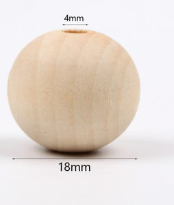 Perles rondes en bois naturel/10 tailles.