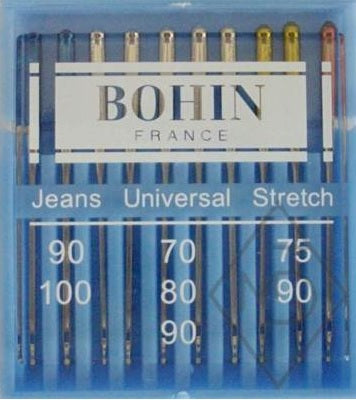 Aiguilles machine à coudre Bohin talon plat combi universel/jeans et strech