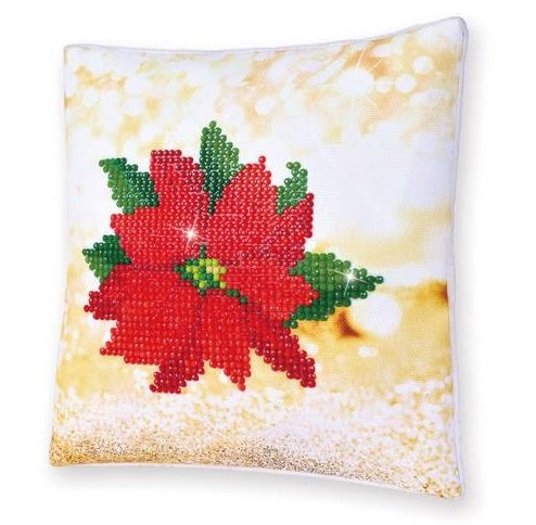 Kit broderie diamant coussin poinsettia de Noël