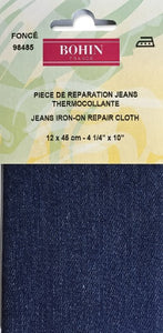 Pièce réparation thermocollante jeans 100 % coton 12 cm X 45 cm