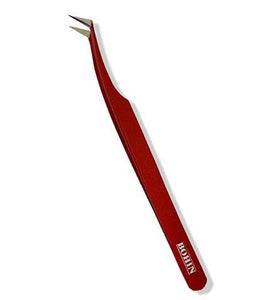 Pince brucelles revêtement epoxy rouge 13 cm