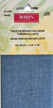 Charger l&#39;image dans la galerie, Pièce réparation thermocollante jeans 100 % coton 12 cm X 45 cm
