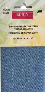 Pièce réparation thermocollante jeans 100 % coton 12 cm X 45 cm