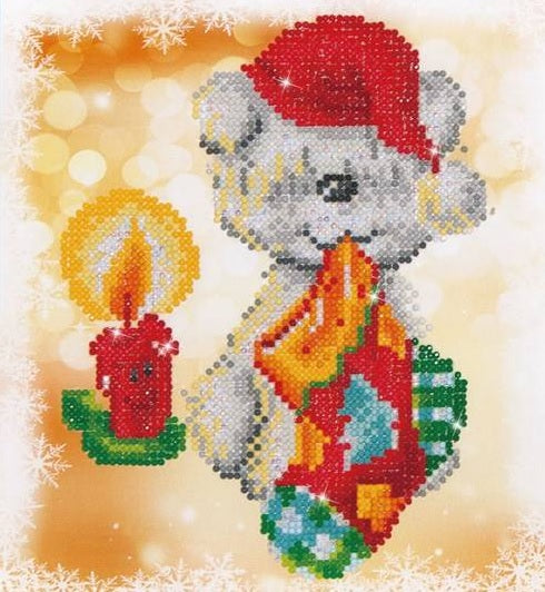 Kit broderie diamant coussin le chiot de Noël