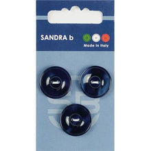 Charger l&#39;image dans la galerie, Boutons ronds plastiques bleus 2 trous 15-18-20.5 mm
