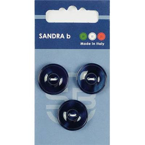 Boutons ronds plastiques bleus 2 trous 15-18-20.5 mm