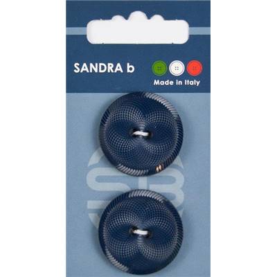 Bouton rond nylon jais bleu foncé 2 trous  28 mm