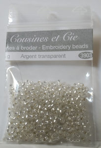 Perles transparentes à broder or ou argent 500 perles