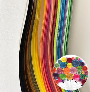 180 bandes de papier colorées 54 cm/3-5-7 ou 10 mm