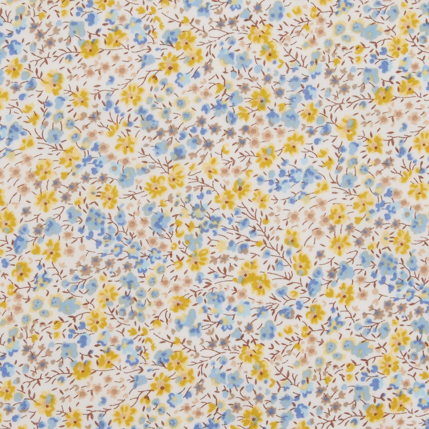 Tissu Liberty Fabrics Tana Lawn Phoebe Edition 40 ans bleu et jaune 136 cm
