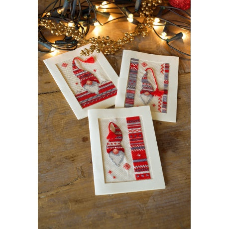 Cartes de vœux lutin de noël aida lot de 3