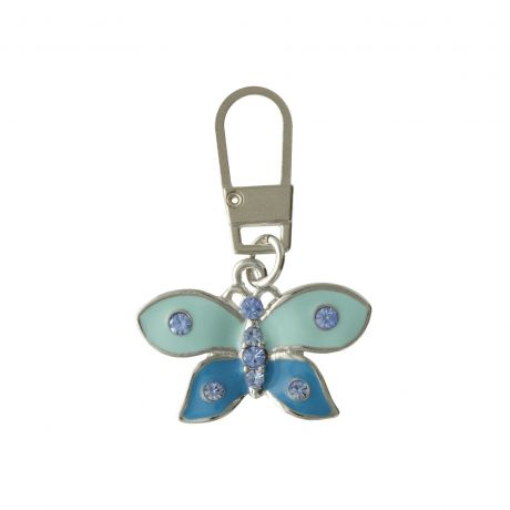 Tirette pour fermeture éclair charms papillon bleu