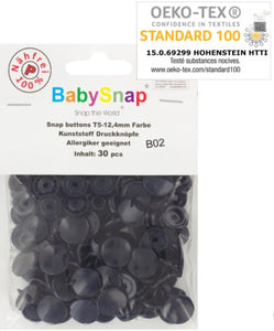 30 Boutons pressions plastiques ronds BabySnap 12.4 mm 35 couleurs