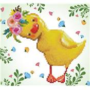 Kit complet broderie diamant Le poussin fleuri