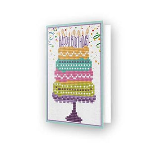 Kit carte de vœux Broderie Diamant HAPPY BIRTHDAY CAKE